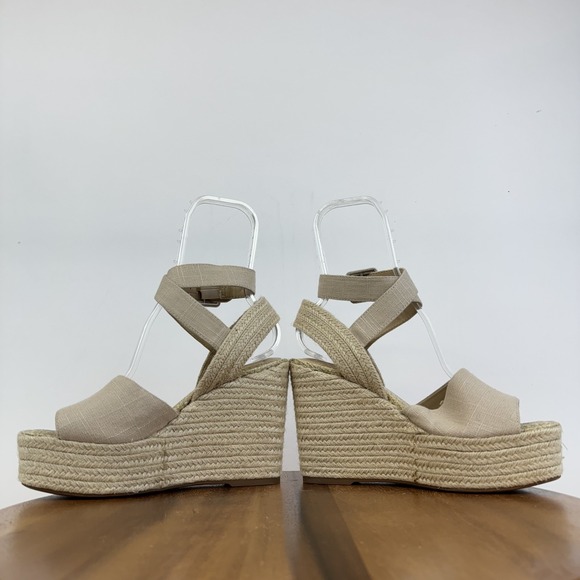 New Womens Sam Edelman Vada Beige Strappy Woven Espadrille Wedge Sandals Size 9 - Picture 6 of 8